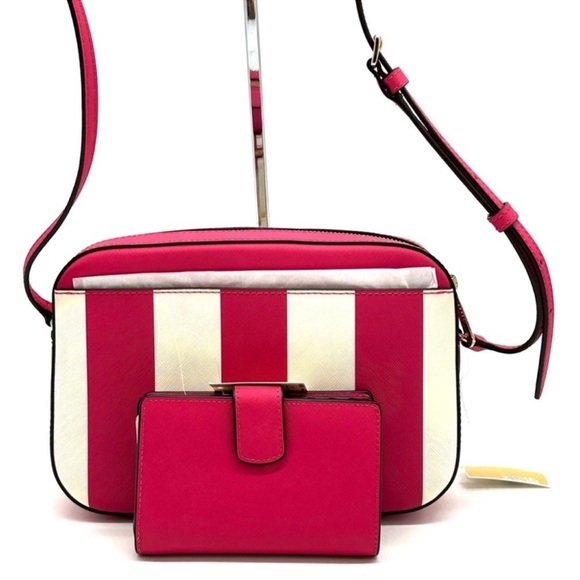 Michael Kors LG EW Crossbody Bag Cider & Bifold Zip Chain Wallet Electric Pink - Picture 5 of 13